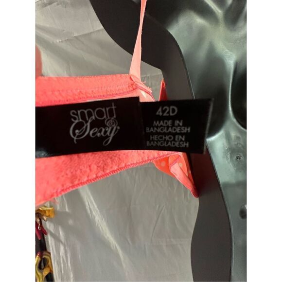 Smart And Sexy Women's Sa576 Polka Dots Push Up Bra Coral Pink Size 42D - Picture 3 of 4